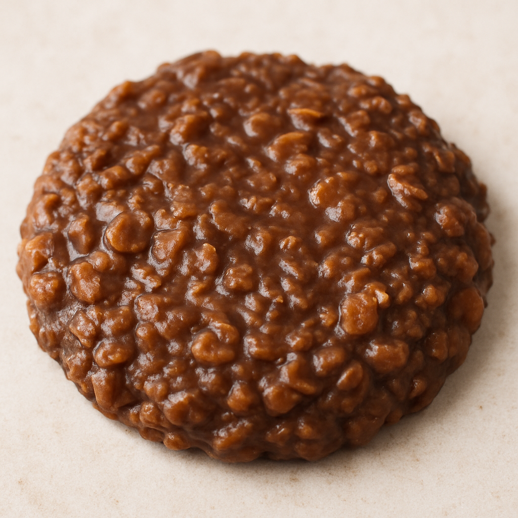 Single no bake chocolate peanut butter oatmeal cookie